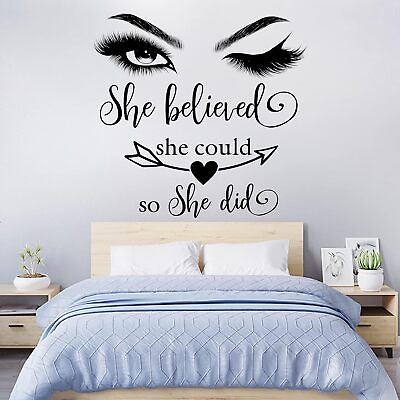 #ad Inspirational Quotes Wall Decals Eyelash Eyes Wall Decals Motivational Saying Sh $12.73