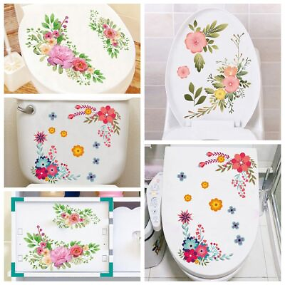 #ad Design Wall Mural Home Decoration Floral Toilet Stickers Gorgeous Flower Decals $8.09
