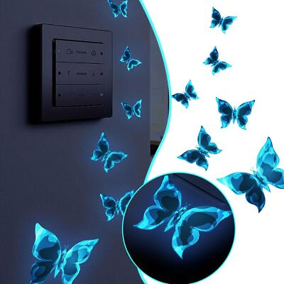#ad Luminous Butterfly Wall Sticker Glow In The Dark Butterfly Wall Art Decals Decor $1.75