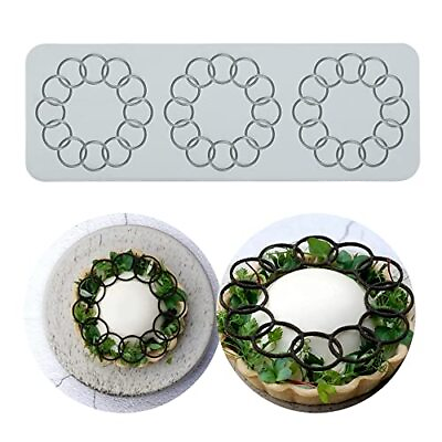 #ad 3 cavities Round Ring Design Fondant Silicone Icing Mats for Cakes Moldes De ... $14.76