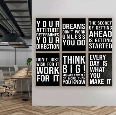 #ad #ad 6pcs Office Inspirational Quotes Wall Art Canvas 30x40cm Unframed $28.00