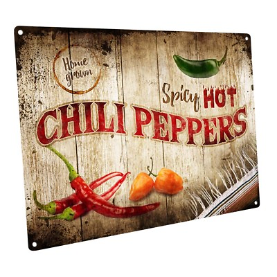 #ad Spicy Hot Chili Peppers Metal Sign; Wall Decor for Kitchen and Dinning Room $109.99