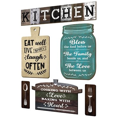 #ad Kitchen Plaque Quotes Wall Hanging Quote Sign Boards Theme Wall Decor Set of 6 $19.57