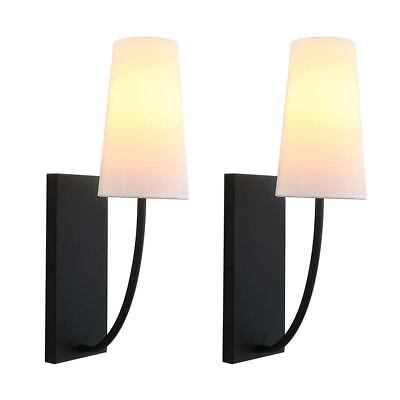 #ad Wall Sconce Bedside Modern Retro Wall Sconce White Long Cone Fabric Textile ... $98.95