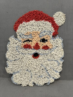 #ad #ad 1970s Vtg Melted Popcorn Winking Santa Claus Head Christmas Decor 16quot; x 12quot; $23.99
