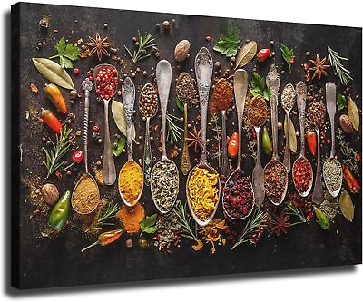 #ad KITCHEN WALL ART Decor Large Spices Herbs Vintage Canvas Print Poster Canvas $39.90