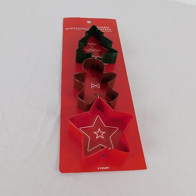 #ad 3 New Christmas Cookie Cutters Wondershop Target Tree Gingerbread Man Star Metal $8.00