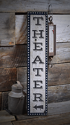 #ad Movie Room Home Theater Vertical Rustic Distressed Wood Sign $48.60