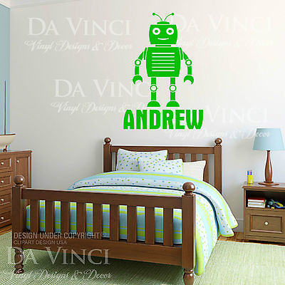 Personalized Custom Name Boy Robot Vinyl Sticker Wall Bedroom Decal Decor $42.99
