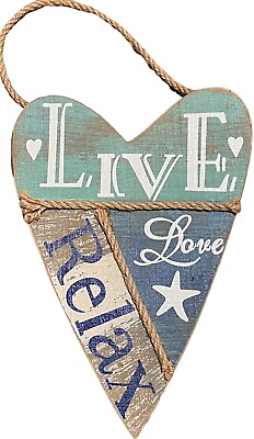 #ad Live Heart Coastal Plaque Sign Wall Hanging Decor Decoration For The Beach 16 x $12.00