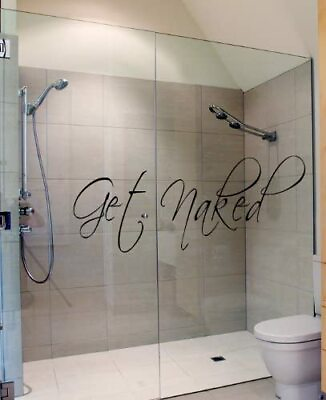 #ad Get Naked Wall Decal Vinyl Bathroom Wall Art Sticker Wall Decals Home Art Decor $8.99