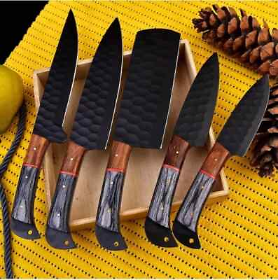 #ad Custom Handmade Damascus High Carbon Steel Chef Knife Set Kitchen Black Coated. $99.00