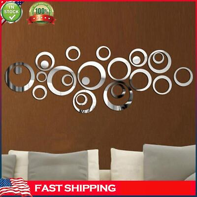 #ad 24pcs Circles Mirror Wall Mural Sticker Acrylic Lightweight for Home Living Room $6.19