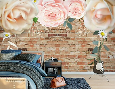 3D Brick Wall Flowers 20641NA Wallpaper Wall Murals Removable Wallpaper Fay AU $256.99