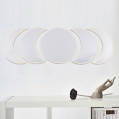 #ad Moon Phase Mirror SetAcrylic Wall Decor Mirrors Set Scandinavian Nat 5 Piece $8.55