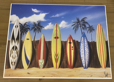 #ad 16 x 12 Surfboards Against Wall At Beach Canvas Print Picture $23.99