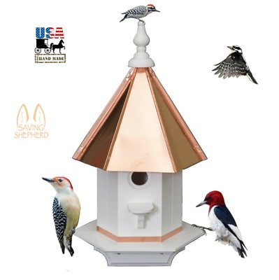 #ad #ad WOODPECKER BIRDHOUSE Poly Azek Vinyl amp; Real Copper Roof Bird House Amish USA $203.99