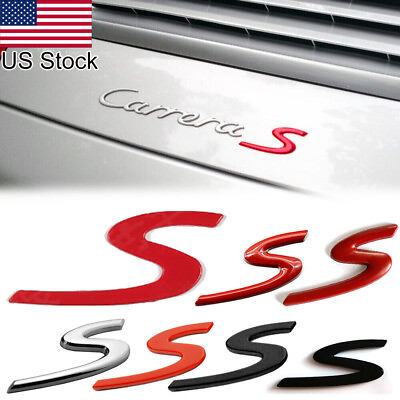 #ad Red Black Silver S Badge Rear Trunk Emblem For Porsche Cayenne Panamera 718 911 $13.99