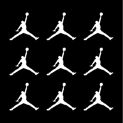 #ad #ad Air Michael Jordan Jumpman Logo vinyl decal MJ Die Cut Sticker Set of 9 $3.99