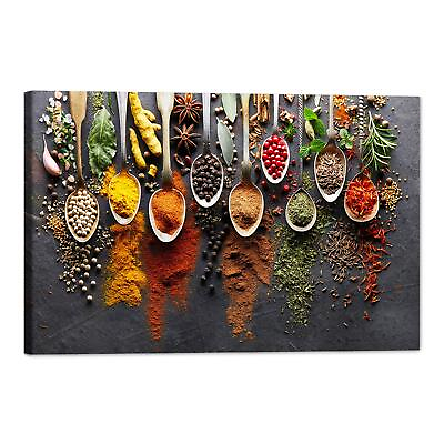 #ad Kitchen Canvas Wall Art Colorful Cooking Spices Put on Each Spoon Canvas Pai... $96.13