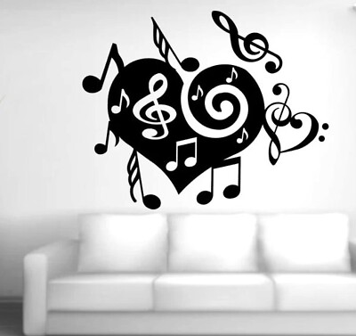 #ad Music heart wall decal 20#x27;x20#x27; inch. Home decor. Wall decor $19.00