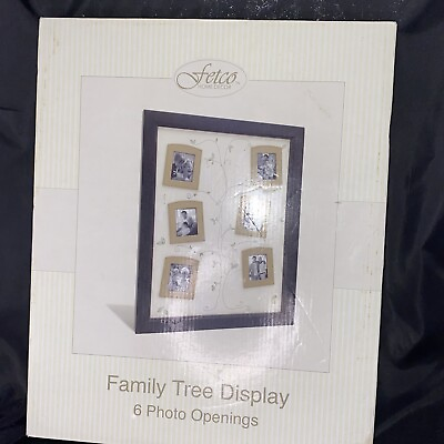 #ad Fetco Home Decor Family Tree Picture Frame 6 Photo Opening Wooden Frame NIB $19.87
