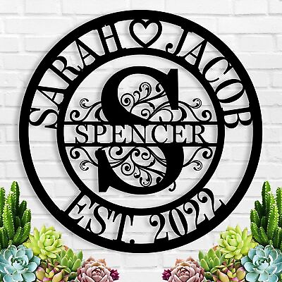 #ad Personalized Family Name Metal Signs Monogram Wall Decor Custom Last Name Sign $29.00