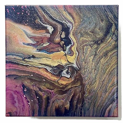 #ad Original Abstract Acrylic Fluid Art Painting 12quot;x12quot; Signed Canvas Modern ART $21.21