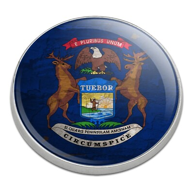 #ad Rustic Michigan State Flag Distressed USA Golfing Premium Metal Golf Ball Marker $7.99