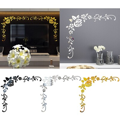 #ad Wall Sticker Flower Removable Bedroom Corridor Home Living Room Mirror $12.38