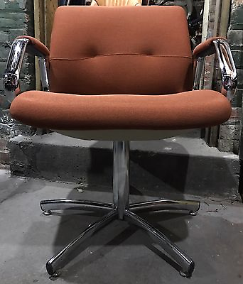 #ad Mid Century Orange Chrome Chair Vintage Danish Modern Dining Office Lounge Egg $299.95