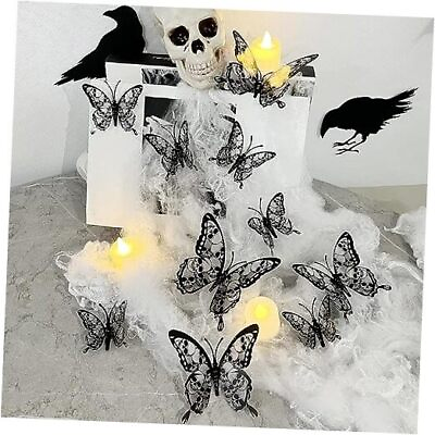 #ad 12PS Butterfly Wall Stickers 3D Double Layer Skull Butterflies Wall Decals C $17.23