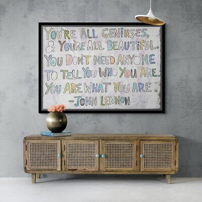 #ad John Lennon Quote Inspirational Wall Art Canvas Handwritten Note Home Decor AU $89.99