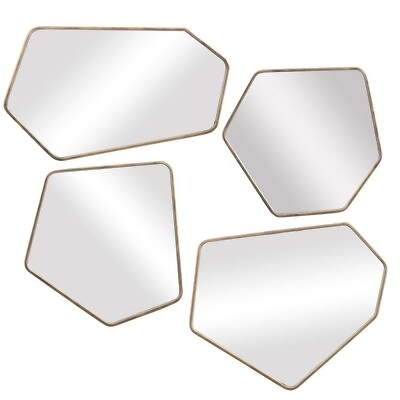 #ad Modern 4 Set Irregular Shape Wall Mirror in Aged Gold Finish with Petite Metal $305.80