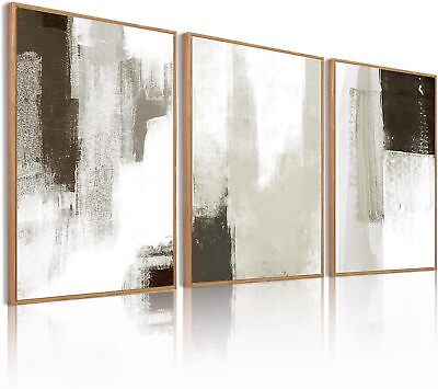 #ad Framed Neutral Abstract Canvas Wall Art 3 Panel Art Wall Decor for 12x16 Inch $56.19