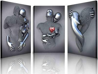 #ad Framed Wall Art for Bedroom 3D Metal Effect Love Heart Couple Wall Art Decor for $45.99