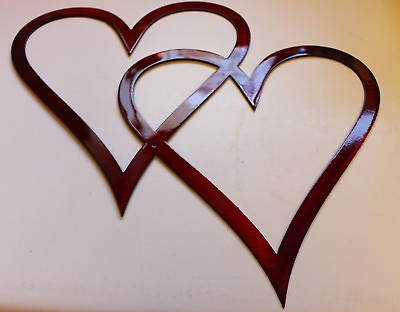 #ad Double Hearts Metal Wall Art Metallic Red 6quot; $14.98