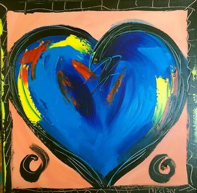 HEART LARGE ART expressionist Abstract Modern Original Oil Painting RTHERG $175.00