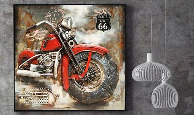 #ad Recycled Vintage Motorcycle Wall Art Painting 3D Hand Made Classic Artwork Deal $129.50