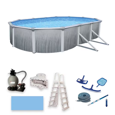 #ad Martinique 12 Ft. X 24 Ft. Oval X 52 In. Deep Metal Wall above Ground Pool Packa $4946.62