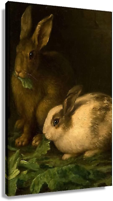 #ad Bunny Rabbit Poster Decorations for Wall Art Framed Canvas Animal Prints Vintage $40.73