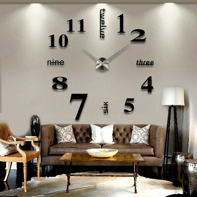 #ad #ad Large Modern DIY Wall Clock 3D Mirror Surface Sticker Set Home Decor Art Design $8.69