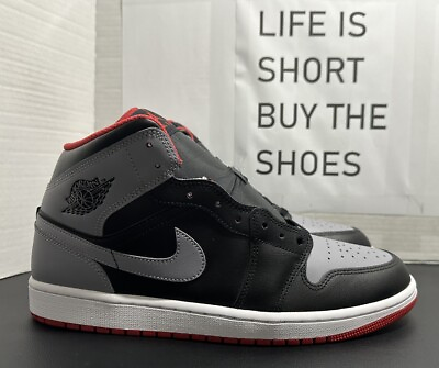 #ad Nike Air Jordan 1 Mid Black Cement Grey Fire Red DQ8426 006 Men’s Size 11.5 $119.99
