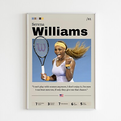 #ad Serena Williams poster Tennis star wall art Williams print fan gift $41.31