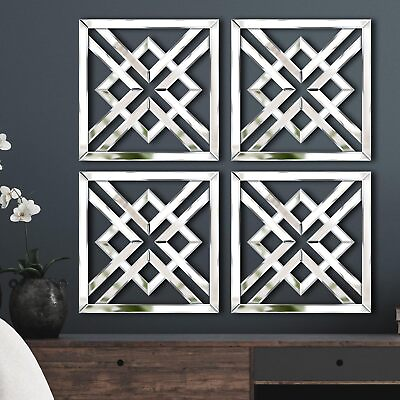 #ad #ad Tatuo 4 Sets Silver Mirrored Wall Decor 16 x 16 Inches DIY Chic Style $150.86
