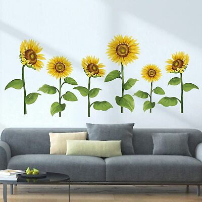 #ad 6 Big Sunflower Wall Decals Garden Flower Wall Stickers Bedroom Living Room T... $20.62