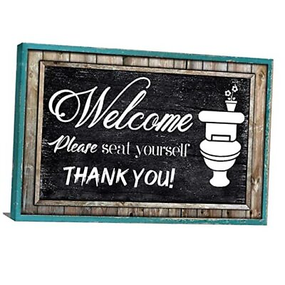 #ad Black and White Wall Art Bathroom Decor Teal Bathroom 8x14in Welcome $29.07