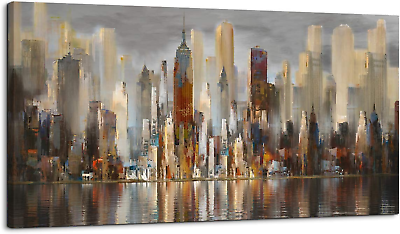 #ad Wall Decorations Framed Large Cityscape New York Wall Decor Canvas Prints Abstra $201.48
