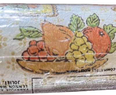 #ad Vintage 70s Kitchen Theme Fruit Bowl Vinyl Wallpaper Roll The Paper Hanger 71’ $33.29