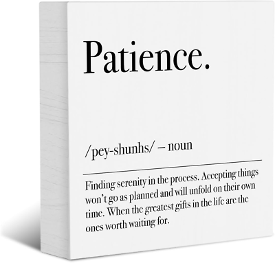 #ad Motivational Patience Definition Decorative Wooden Box Sign Encouraging Rustic O $21.24